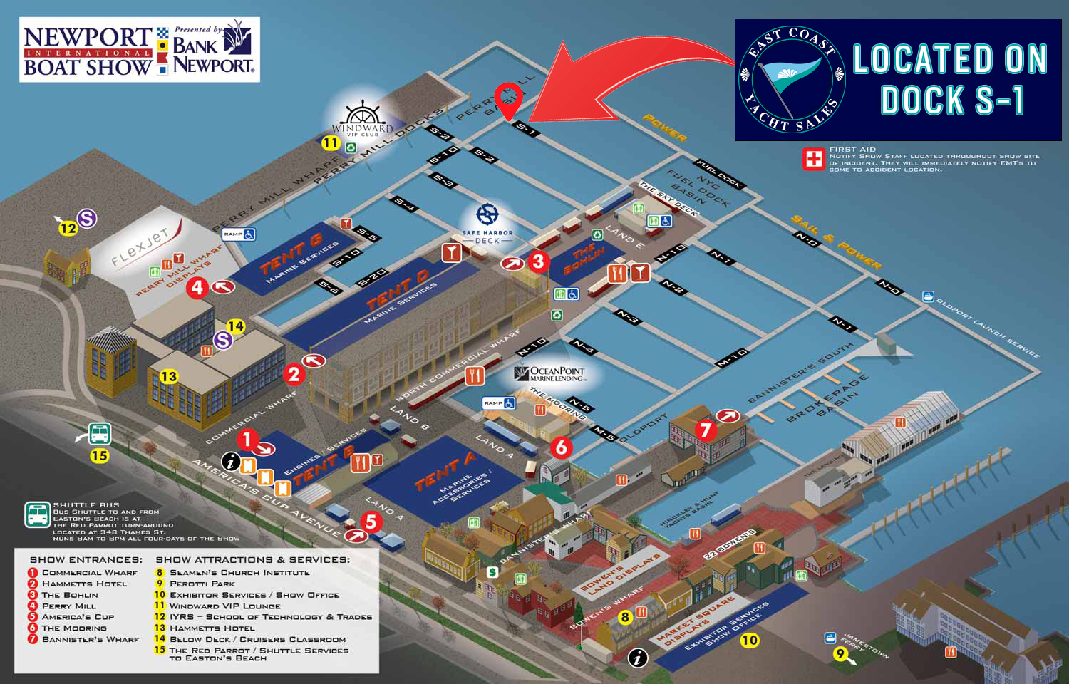 Neport boatshow 2025 East Coast Yacht Sales location graphic