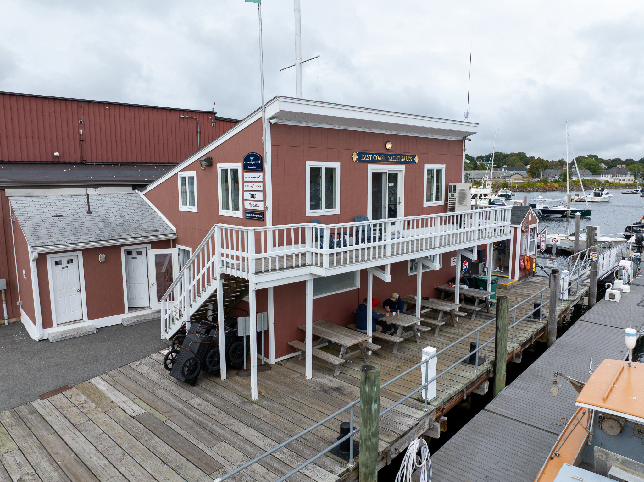 East Coast Yacht Sales – Manchester, MA Office Close aerial view of the Manchester, Massachusetts East Coast Yacht Sales office