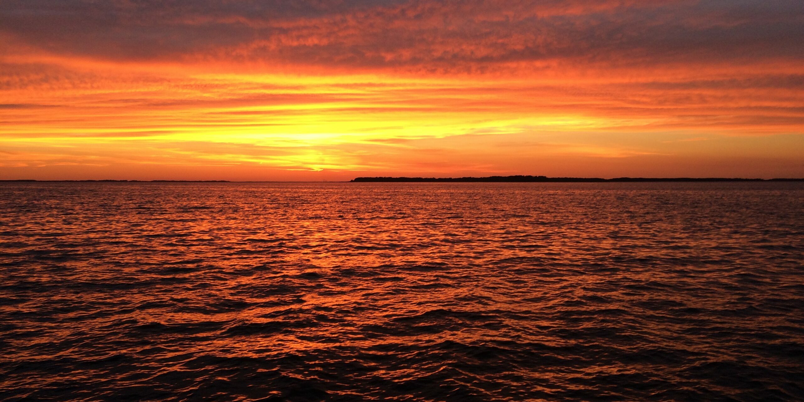 Dark red and Orange lat Sunset on the Chester River