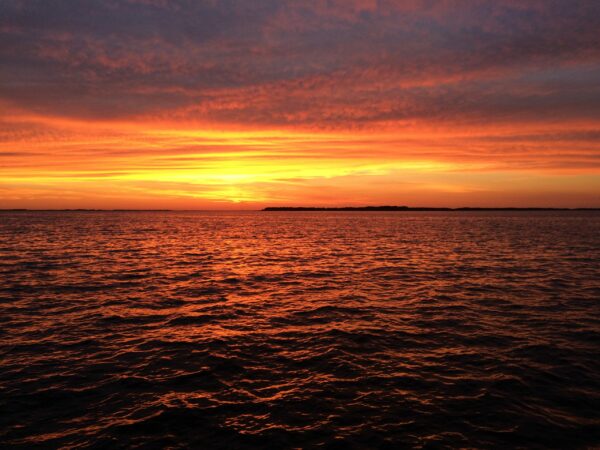 Dark red and Orange lat Sunset on the Chester River
