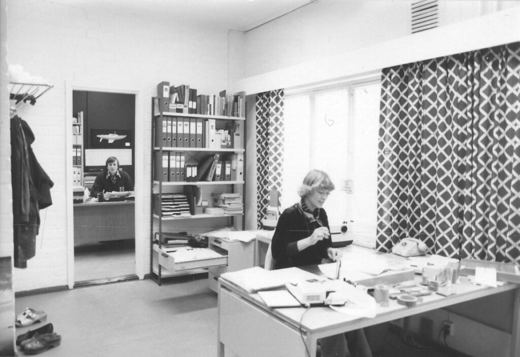 Britt-Marie Carpelan at the first Botnia Marin office