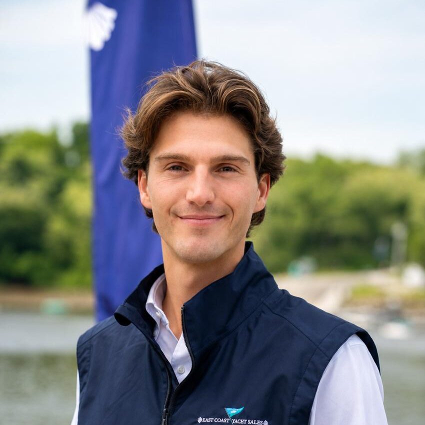 head shot of yacht consultant Preston Engellis outside on a pier